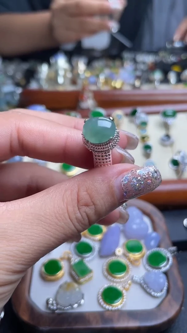 翡翠戒指合金缅甸天然A货翡翠