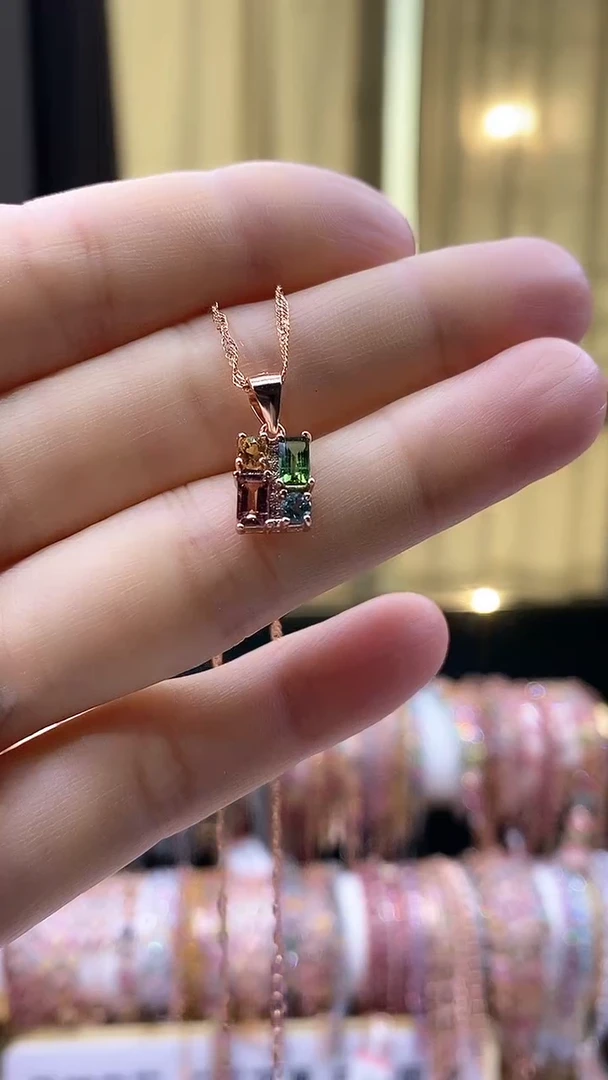 【闪购商品】碧玺吊坠银S925镶嵌6666666666666