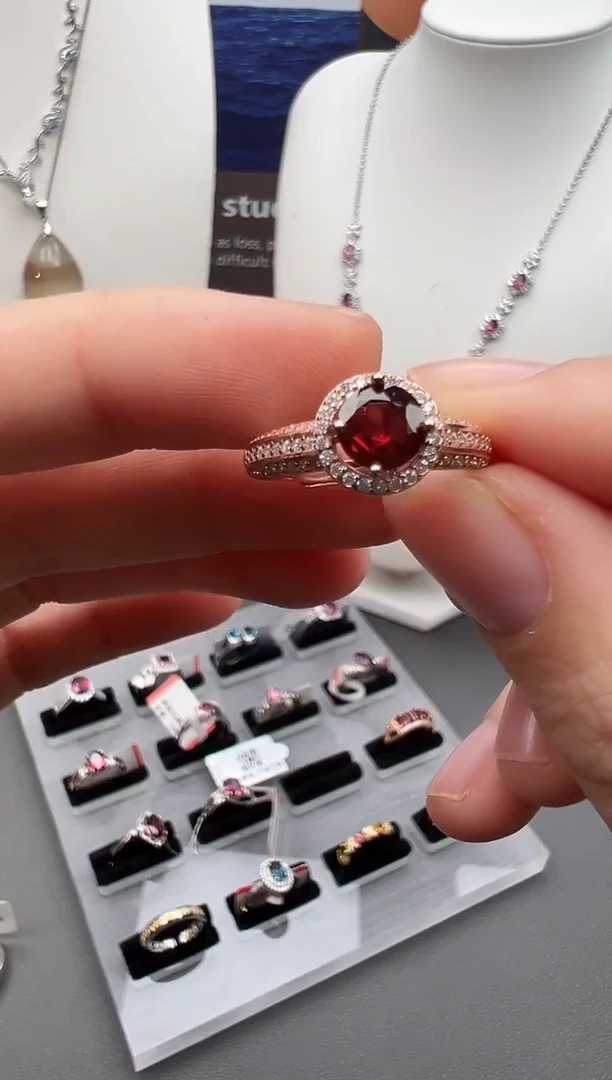 银S925镶嵌戒指石榴石52