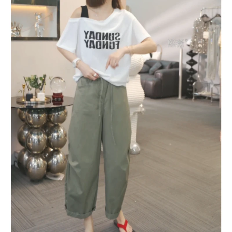 【懒人字母】2025新款时尚休闲气质T恤上衣+百搭休闲裤LK2503581