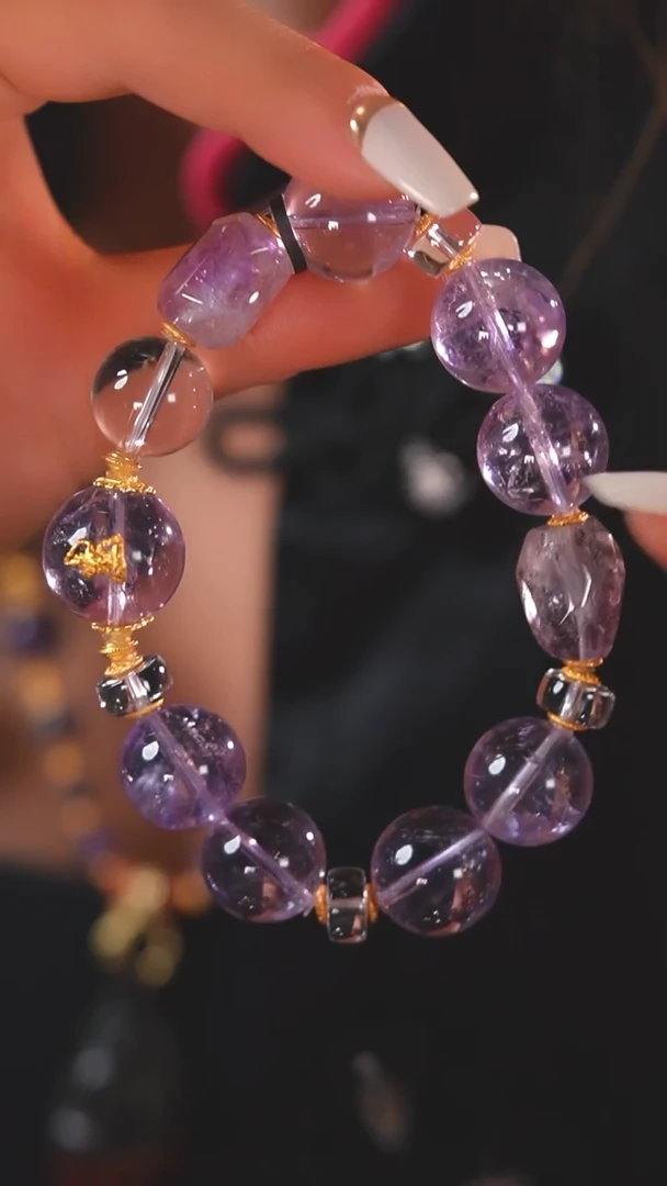 未镶嵌珠宝半成品水晶E2588 巴西 紫水晶 水晶手串