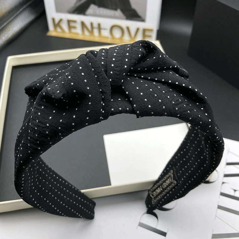 复古波点宽边打结发箍女2025新款增高颅顶头箍显脸小头饰