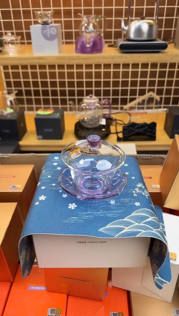 @@禾器晶彩荷叶盖碗浅紫色+日式茶席