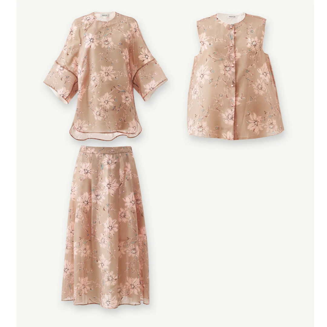 MARIUS“醉花阴”慵懒风休闲时尚复古碎花新夏季中式套装