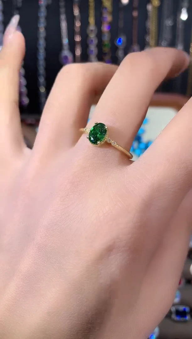 银S925镶嵌戒指碧玺57金