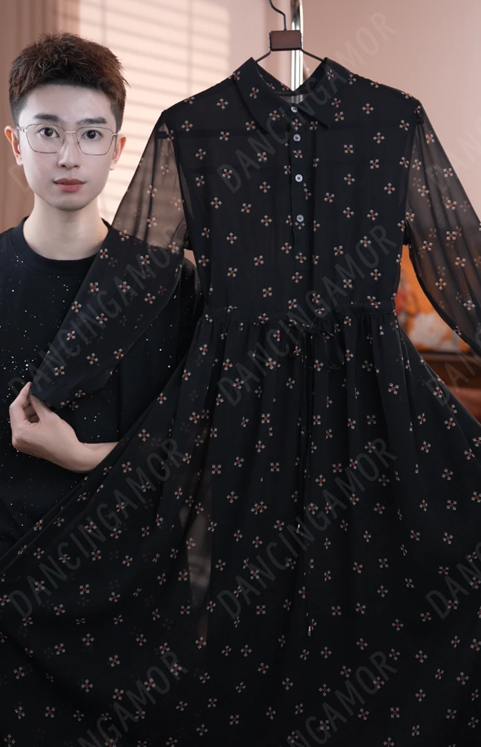 【菱忆旧梦】长袖碎花宽松显瘦连衣长裙春夏新款