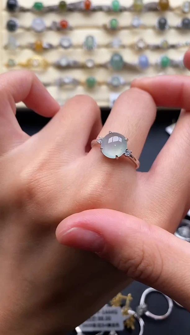 银S925镶嵌戒指翡翠4444444+6