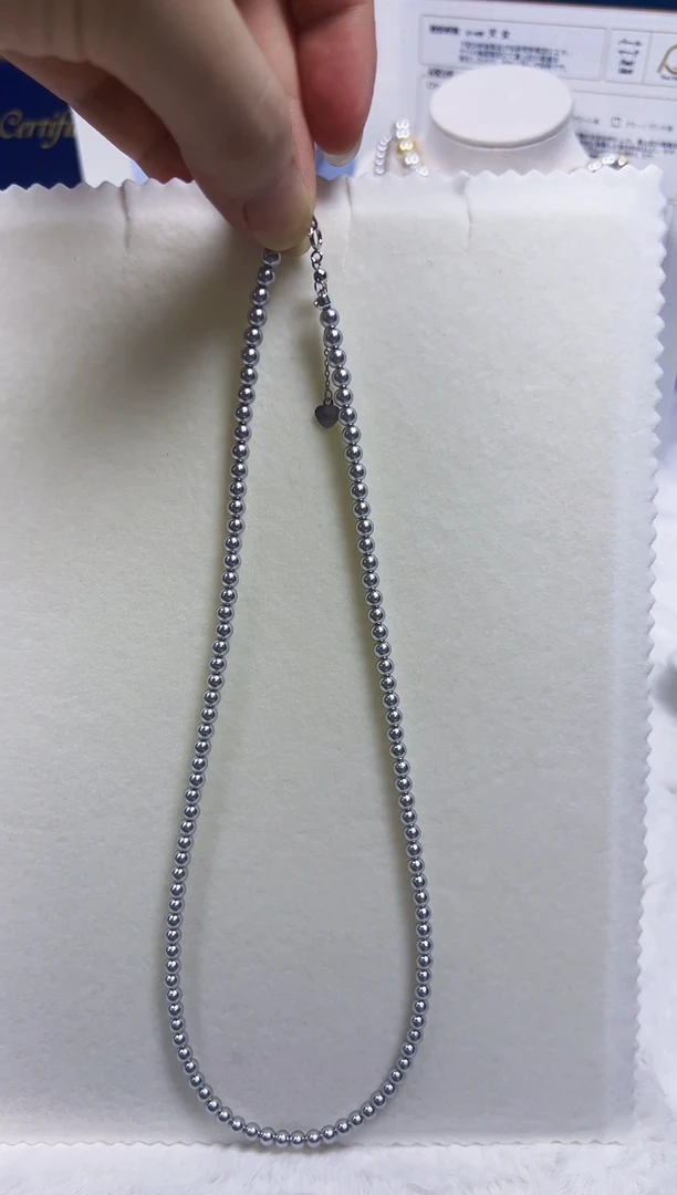 无925银正圆极光真多麻色项链4-4.5mm