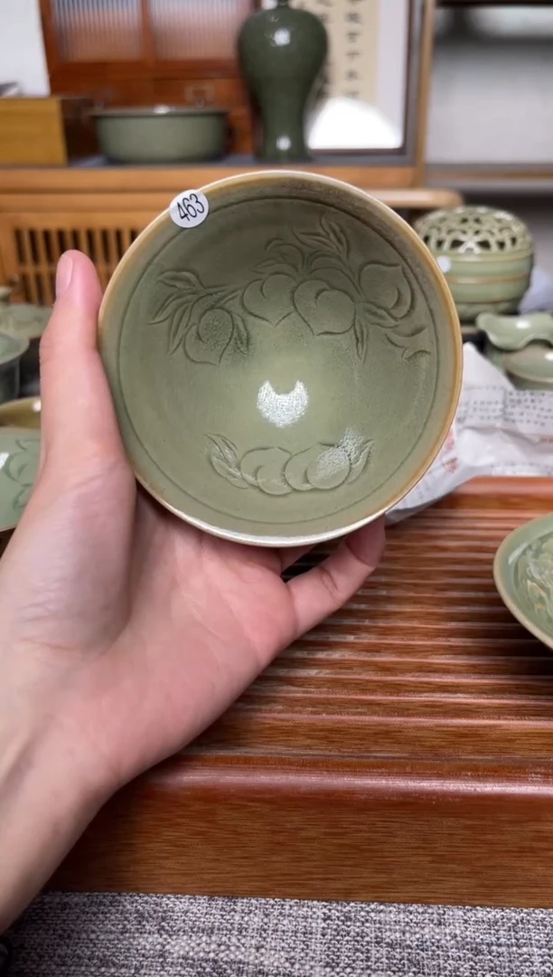 陶瓷463耀州窑纯手工斗笠盏  微瑕