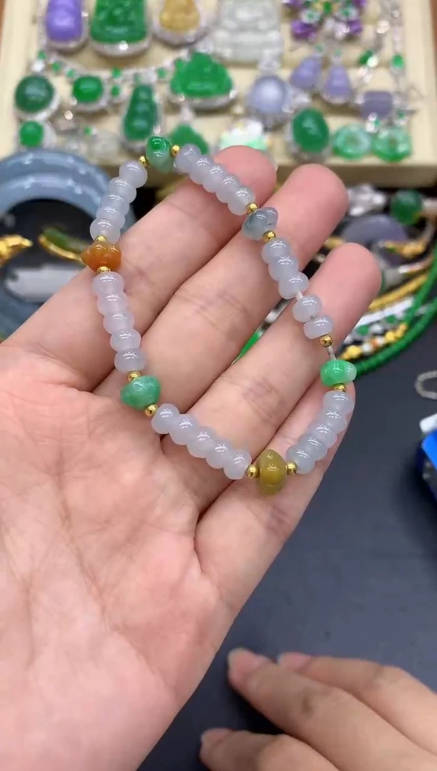 足金镶嵌手链翡翠199-中国好珍宝