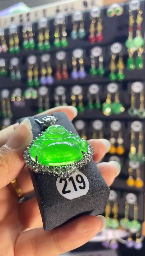 翡翠银S925镶嵌耳饰219......