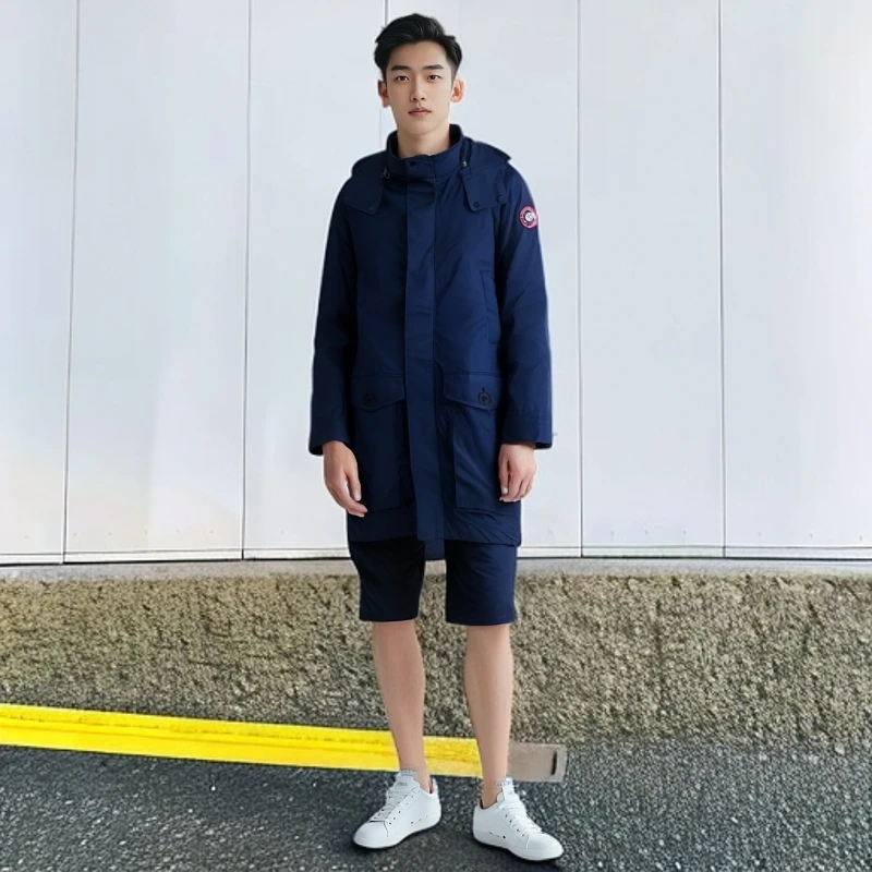 99新 加拿大鹅 风衣/袖标带帽长袖外套/XL码/8546581