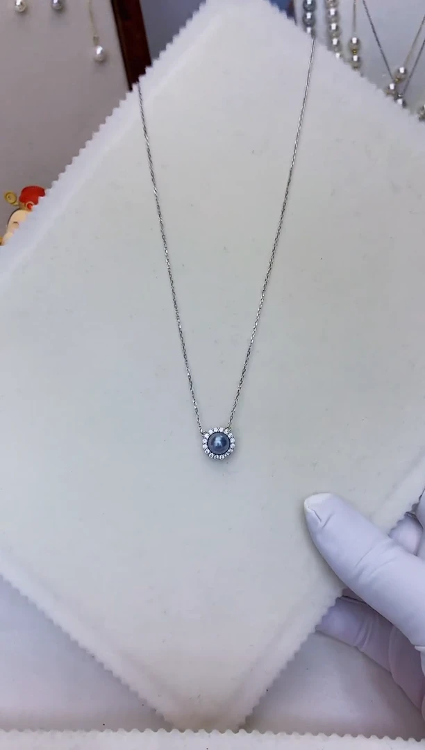 银S925镶嵌海水珍珠饰品真多麻色设计款套链