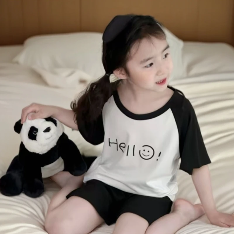 儿童宝宝轻柔薄款短袖中大童空调家居家服短袖男大童睡衣夏季分体