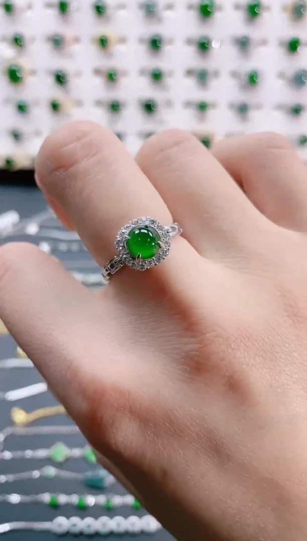 【闪购商品】翡翠戒指银S925镶嵌天然翡翠