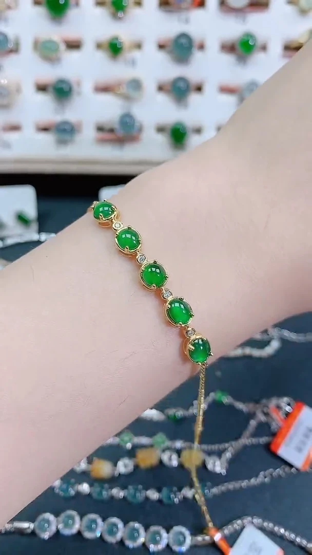 银S925镶嵌手链翡翠天然翡翠