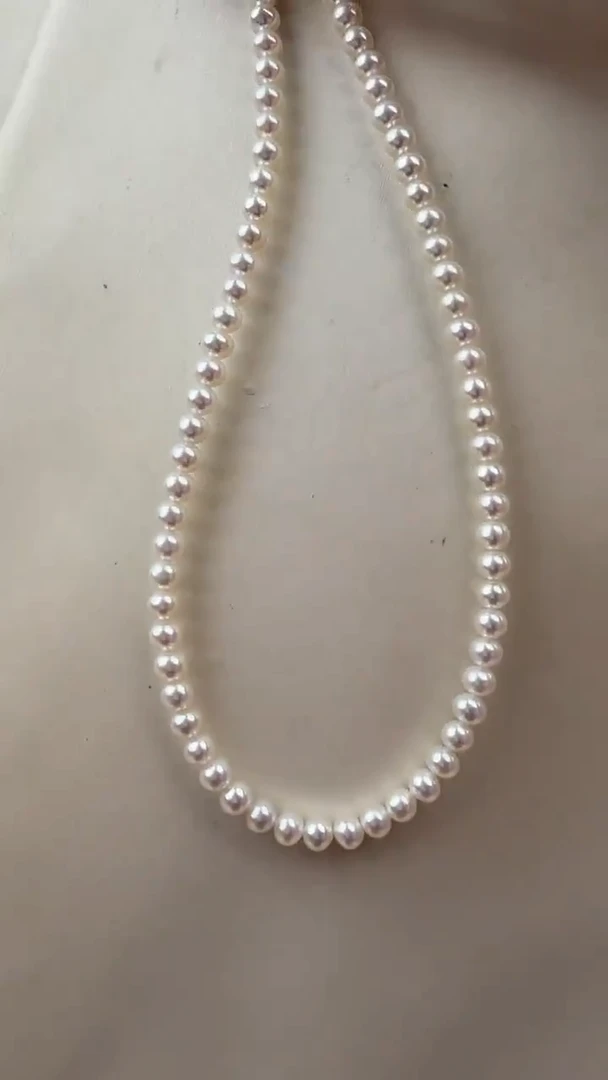 颈饰银S925镶嵌淡水珍珠4-5mm小米链