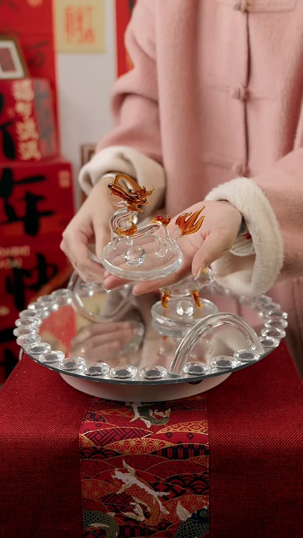【闪购商品】琉璃拉丝棕底龙摆件