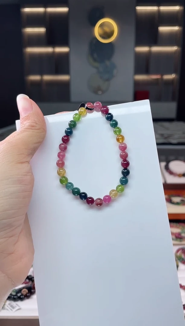 未镶嵌老矿碧玺单圈手串6mm+碧玺（多样性发一条）Q