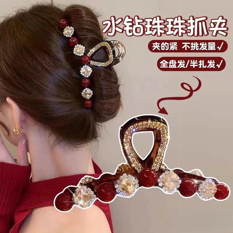 韩版抓夹女新款鲨鱼夹后脑勺发量多盘发夹子百搭头饰2226