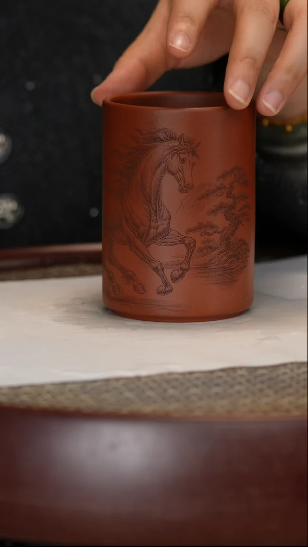 【闪购商品】紫砂茶壶红皮龙骏马杯