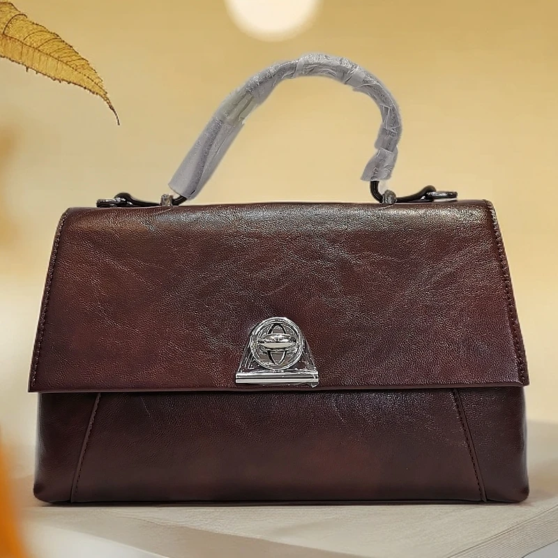 手提式单肩款防盗双根纯色斜挎包女士鱼骨纹肩包休闲