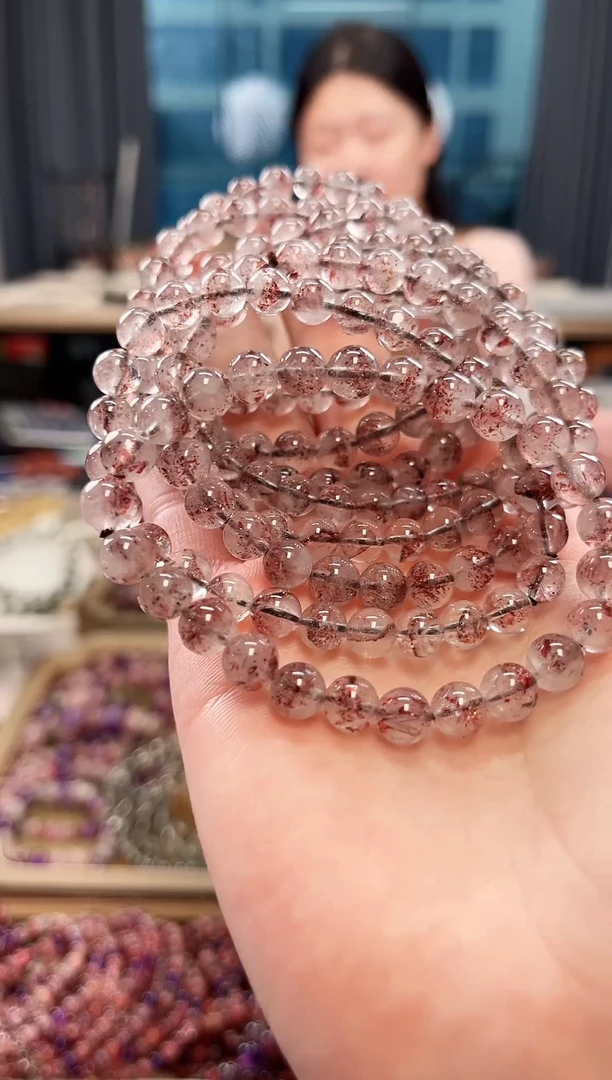 未镶嵌手串水晶金草莓超七单圈手串6mm【多样式发货】