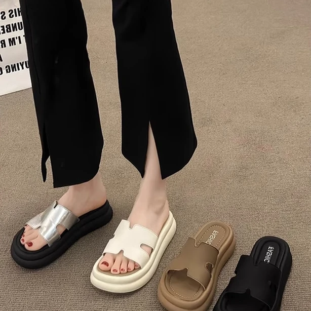 厚底凉拖鞋女夏季外穿防滑沙滩鞋百搭休闲网红一字拖平底超细纤维