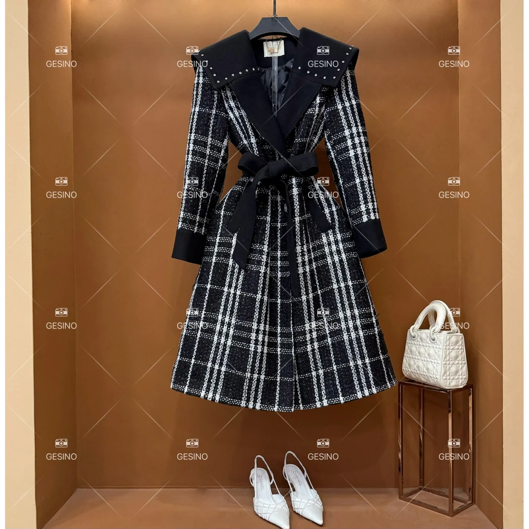 【L姐】秋冬气质小香风时尚设计师中长款羽绒服 QD-2025052