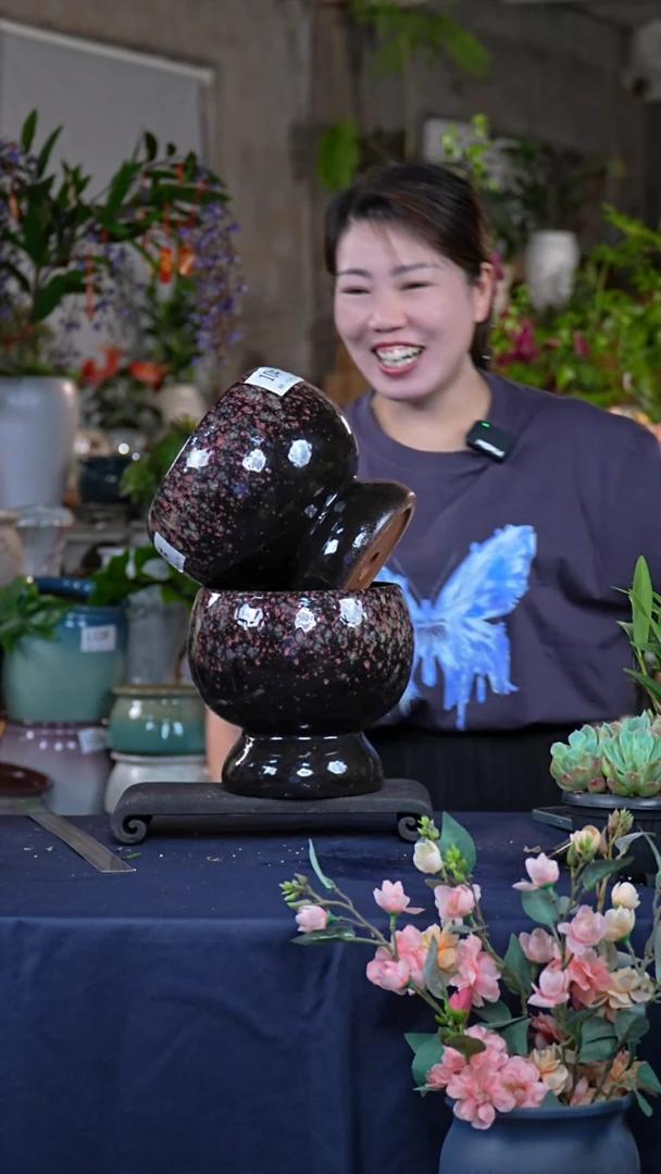 紫砂花盆高20口13