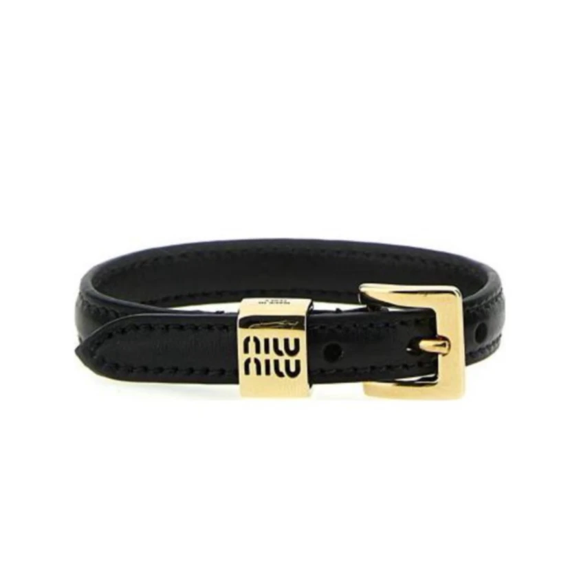 未使用 MIU MIU/缪缪 小花柳 Miu Miu 手镯 LOGO 手镯 黑色