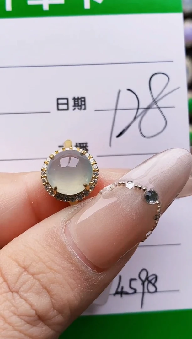 银S925镶嵌戒指翡翠4598