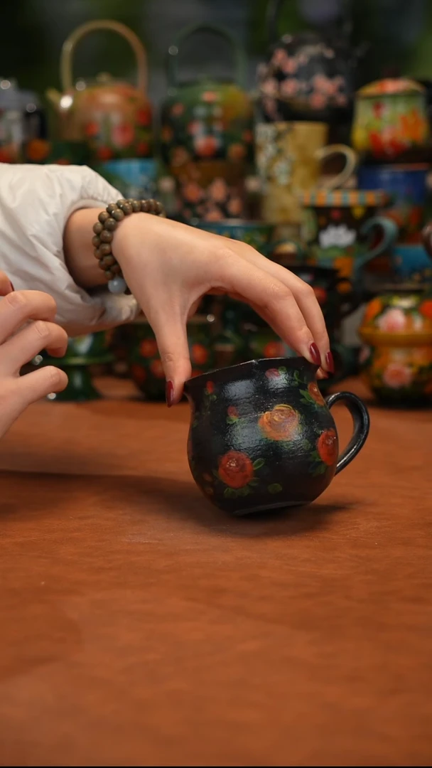 紫砂油画釉下彩手绘