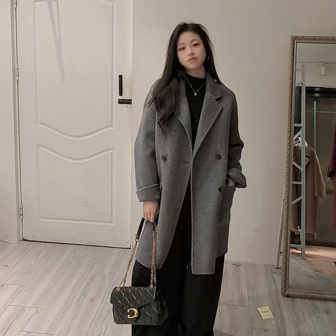 西装领100%羊毛大衣韩系百搭韩版气质
