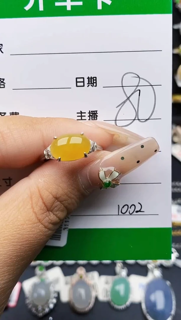 翡翠戒指银S925镶嵌1002