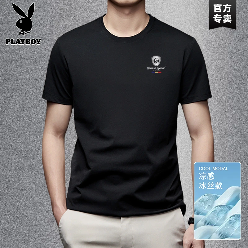 PLAYBOY/花花公子正品男士休闲棉款运动跑步透气宽松夏季上衣男款