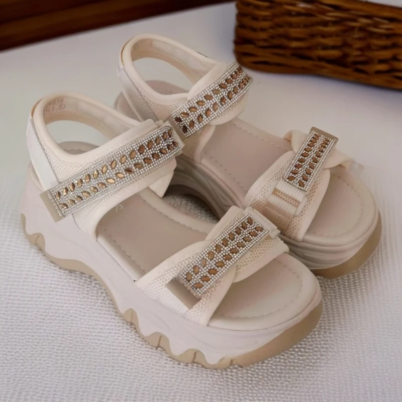 大厂出品228858舒适罗马鞋夏季韩系休闲风时装凉鞋露趾魔术贴学生