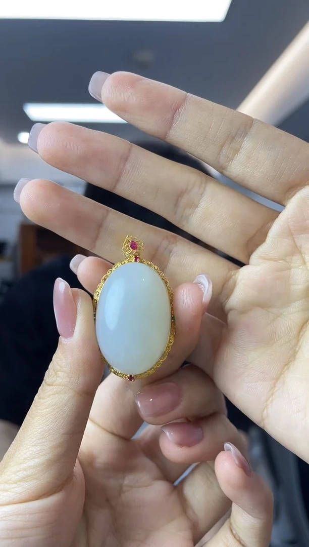 和田玉18K金镶嵌颈饰多样性一件发货