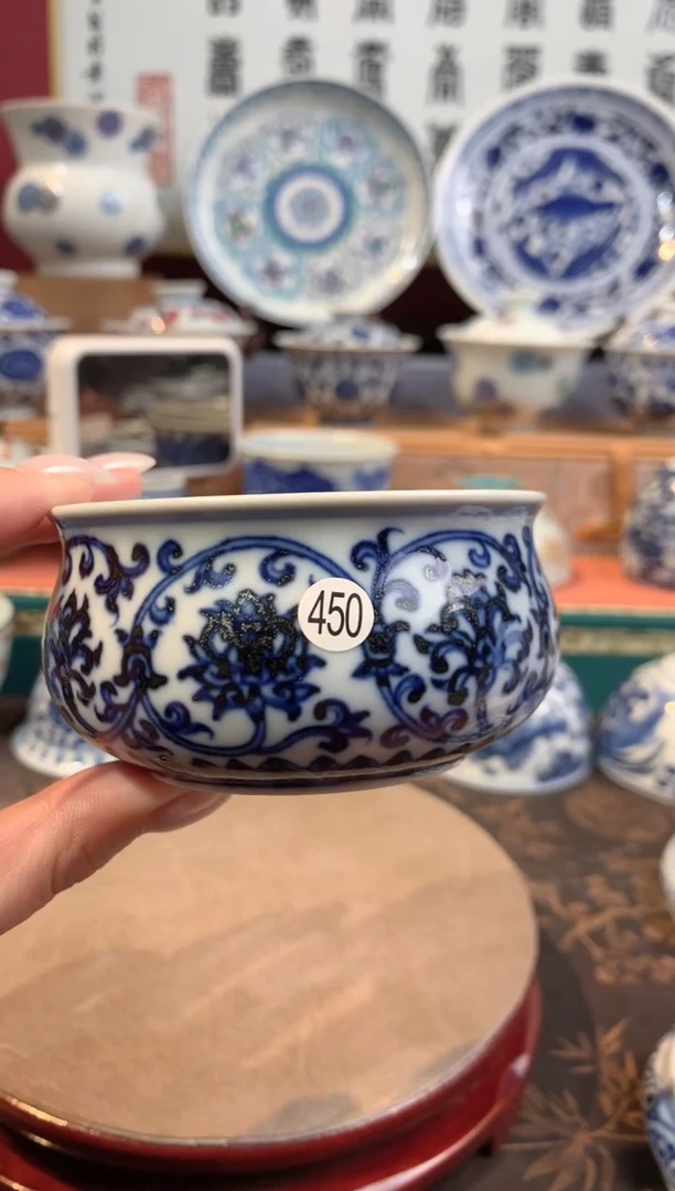 热***叶450青花杯子