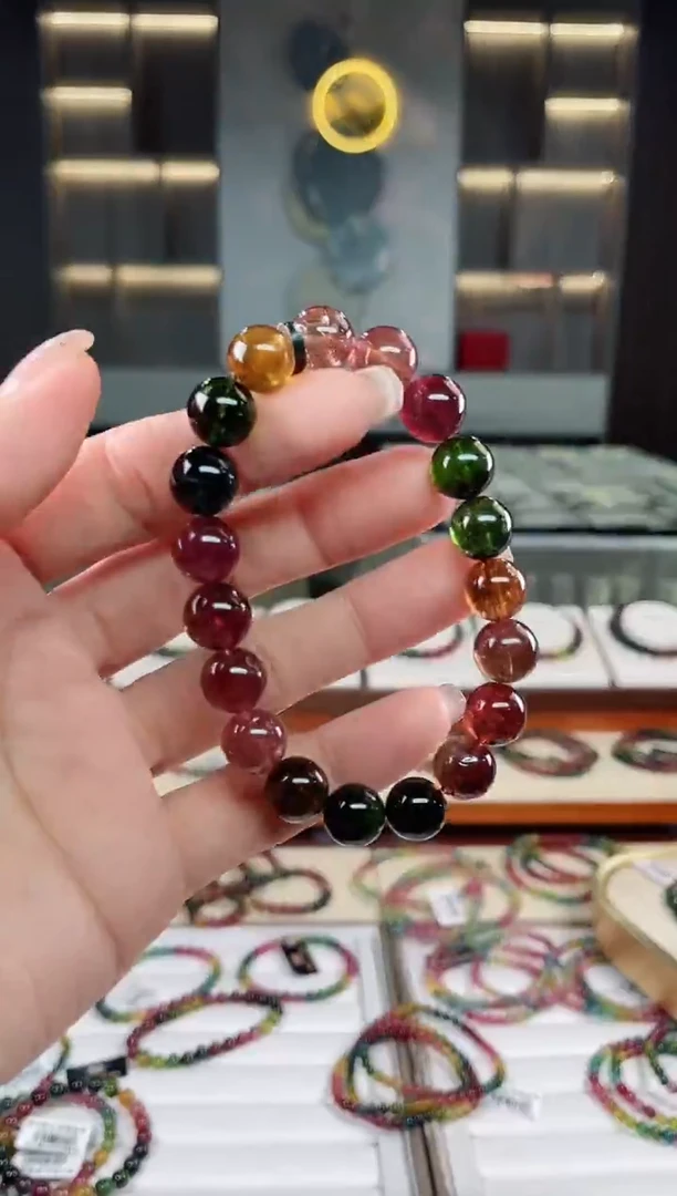 未镶嵌老矿碧玺彩虹单圈手串11mm+碧玺（多样性发一条）T