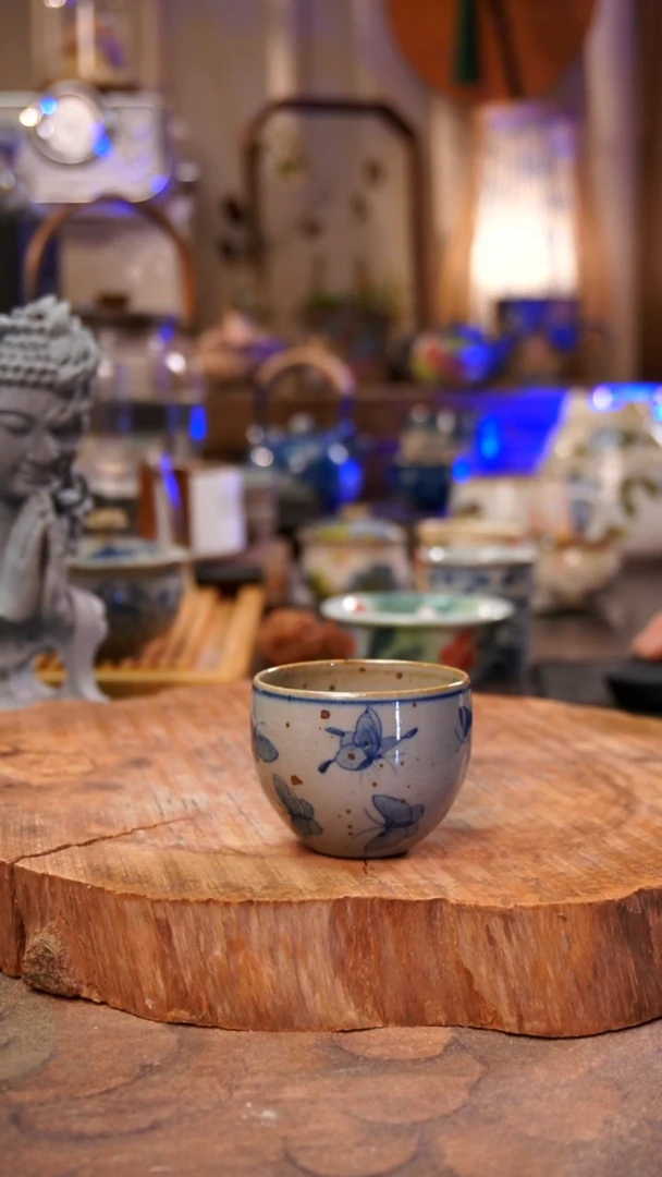 杯子蝴蝶景德镇陶泥手绘