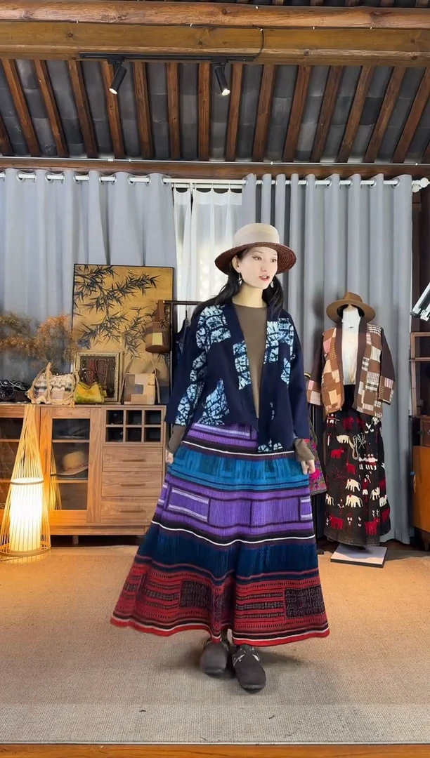 设计师款古法蓝染扎花外套