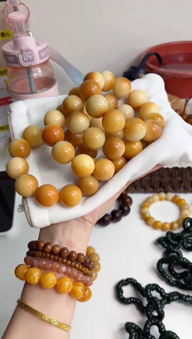 手串菩提根/象牙果沐g39芝士溏心玉化圆珠21mm手串随机