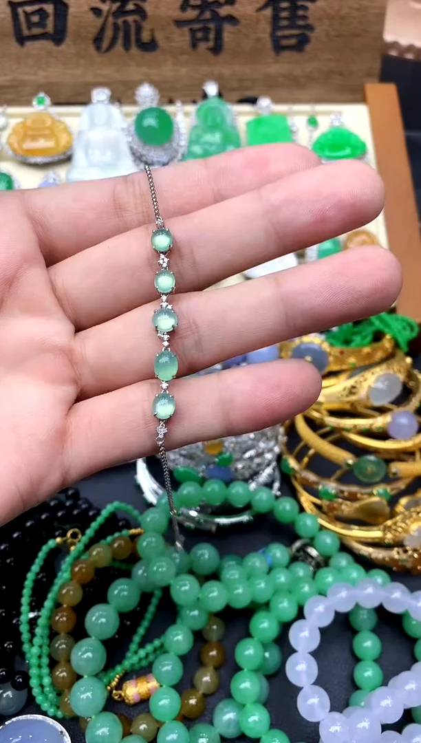 【闪购商品】翡翠手链18K金镶嵌146-中国好珍宝