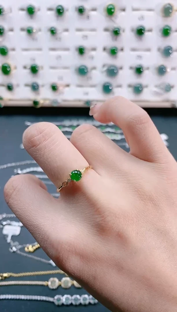 【闪购商品】翡翠戒指银S925镶嵌天然翡翠