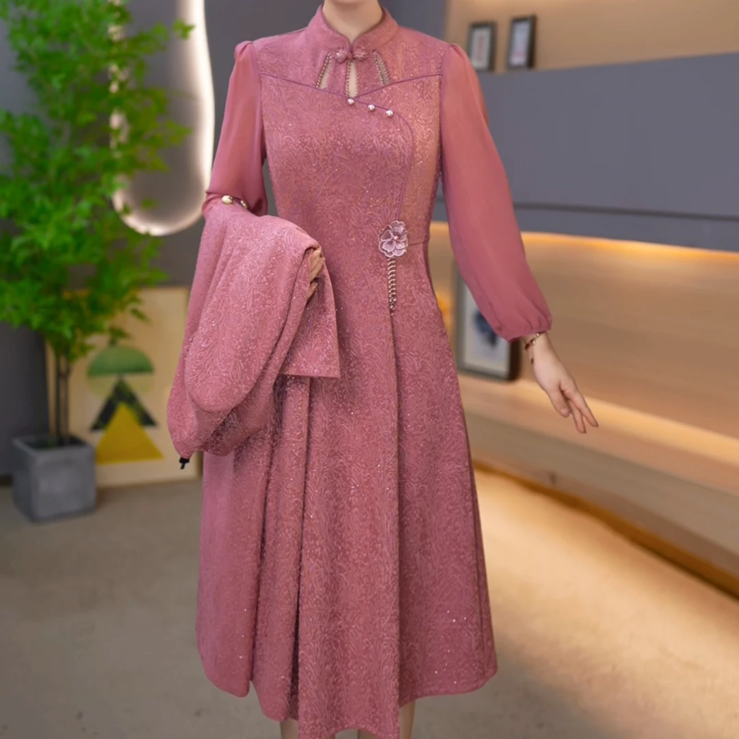 【紫睿女装】25160秋季时尚两件套连衣裙新款遮肚子显瘦洋气