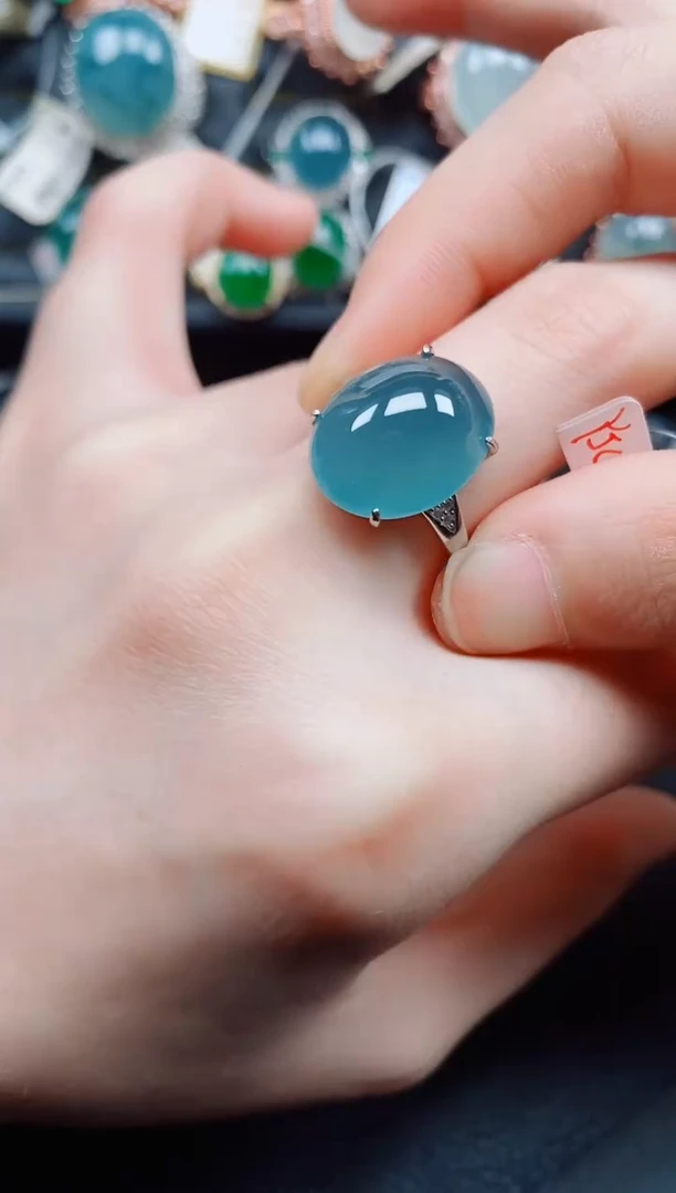 银S925镶嵌戒指翡翠翡翠