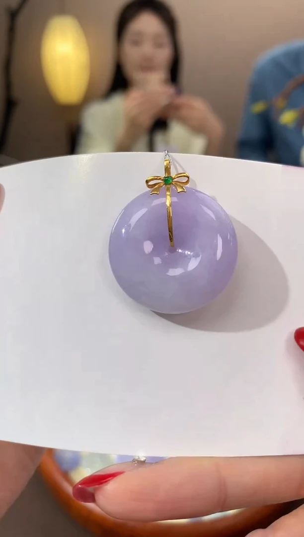 【闪购商品】翡翠颈饰18K金镶嵌天然缅甸a货翡翠