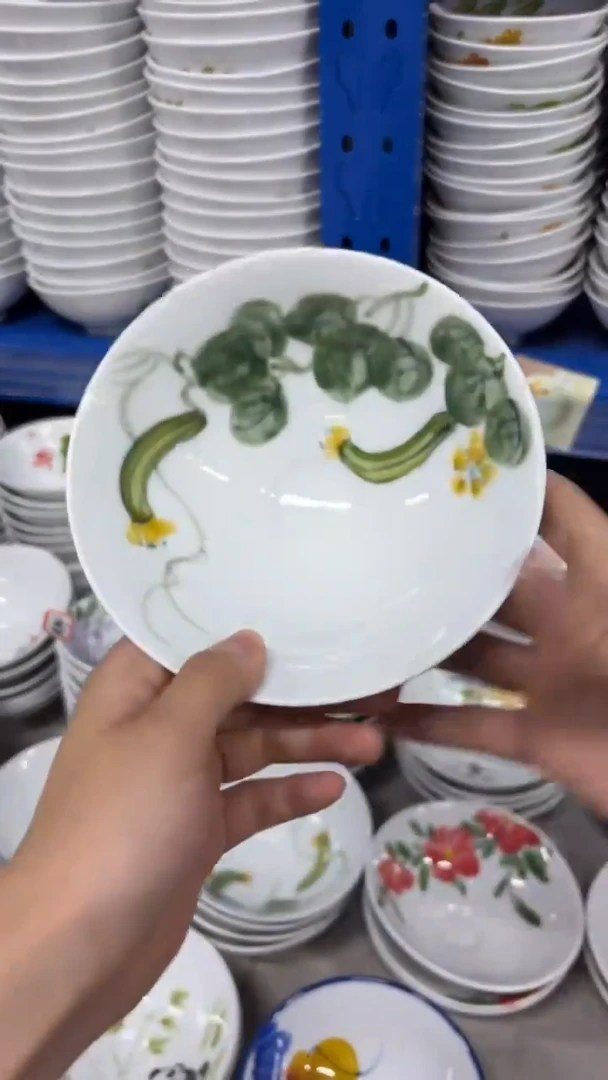 瓷片景德镇手绘釉中彩（食品级）小斗笠碗