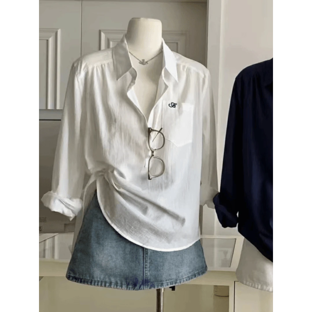 休闲慵懒风宽松防晒长袖衬衫女2025年春季新款气质修